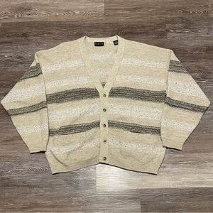 Vintage 90s Wool Blend Cardigan Sweater Earth Tones Men’s Large Made In Canada